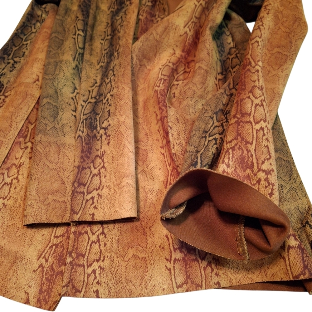Premise Snakeskin Print Faux Leather Brown Open-Front Blazer Women Size Medium - Picture 8 of 16